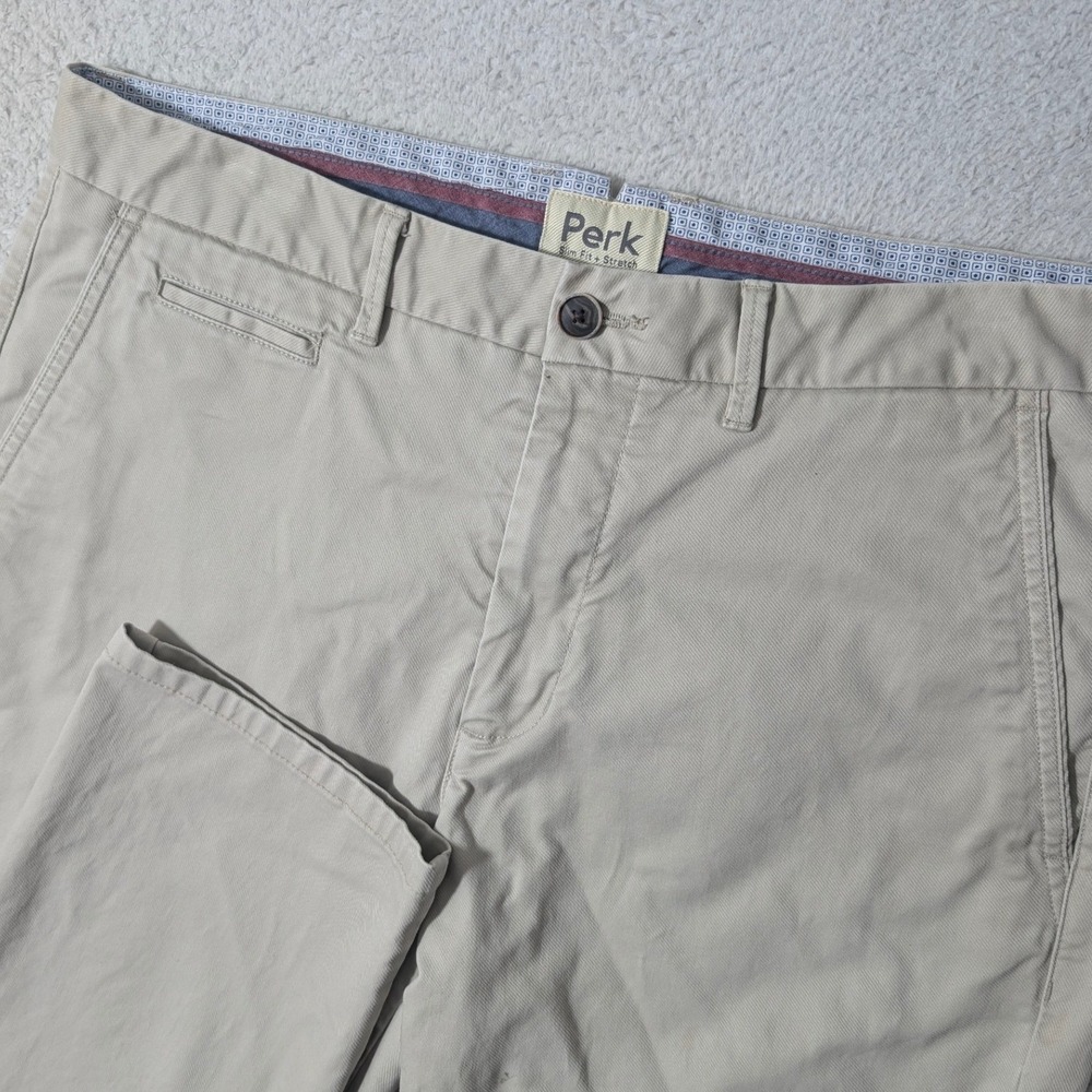 Perk Pants Mens 36/30 (35"x28") Tan Slim Fit Stretch Chino Feel Good